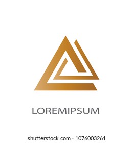 Abstract logo business vector. Design double gold triangle on white background. Design print for company identity. Set 2