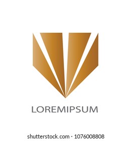 Abstract logo business vector. Design gold v on white background. Design print for company identity. Set 2