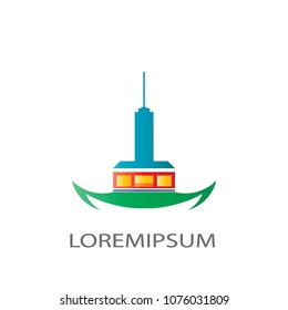 Abstract logo business vector. Design colorful tower on white background. Design print for company identity. Set 3
