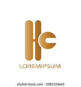 Abstract logo business vector. Design gold initial h and c on white background. Design print for company identity. Set 3