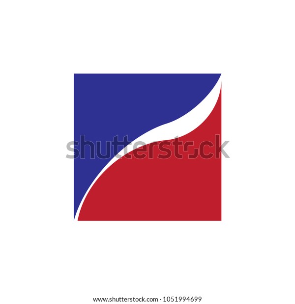Abstract logo business vector. Design\
square curl blue and red on white backgroud isolated. Design print\
for company identity, card, profile. Set\
2