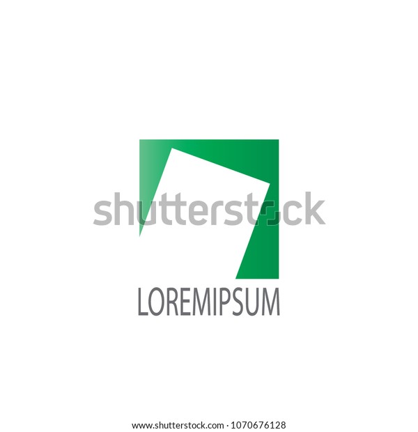 Abstract logo\
business vector. Design green square cut on white background.\
Design print for company identity. Set\
3