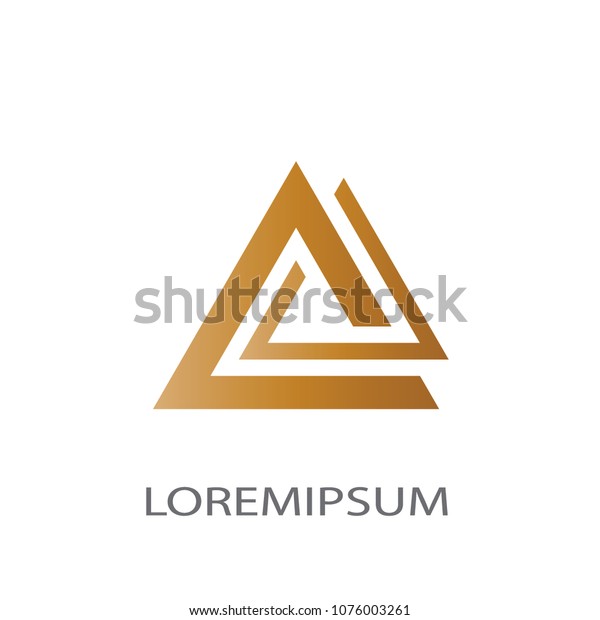Abstract logo business vector. Design double gold\
triangle on white background. Design print for company identity.\
Set 2