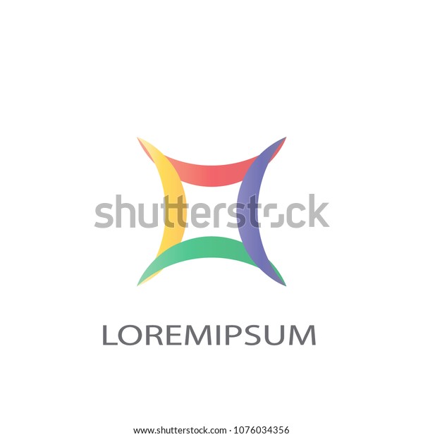 Abstract logo business vector. Design colorful square\
arc four on white background. Design print for company identity.\
Set 3