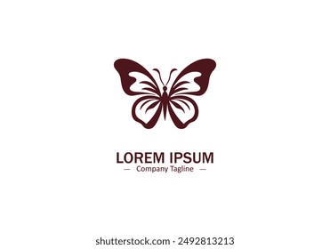 Abstract logo of butterfly icon vector fly insect silhouette isolated on white background