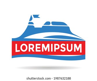 castillo de logotipo abstracto, color azul y rojo, ilustración vectorial