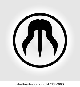 abstract logo in a circle, the letter m with a white background color