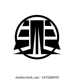 abstract logo in a circle, the letter m with a white background color
