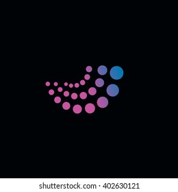 Abstract logo circles colored dots. Oddly shaped universal illustration for corporate identity creative spaces, artists exhibitions. Simple geometric composition shapes. Vector perforated art object.