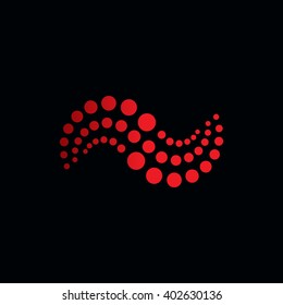 Abstract logo circles colored dots. Oddly shaped universal illustration for corporate identity creative spaces, artists exhibitions. Simple geometric composition shapes. Vector perforated art object.