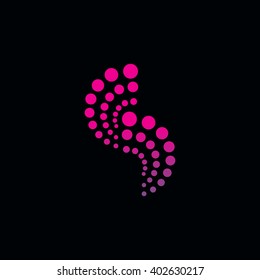 Abstract logo circles colored dots. Oddly shaped universal illustration for corporate identity creative spaces, artists exhibitions. Simple geometric composition shapes. Vector perforated art object.