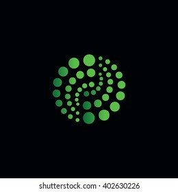 Abstract logo circles colored dots. Oddly shaped universal illustration for corporate identity creative spaces, artists exhibitions. Simple geometric composition shapes. Vector perforated art object.