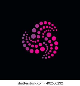 Abstract logo circles colored dots. Oddly shaped universal illustration for corporate identity creative spaces, artists exhibitions. Simple geometric composition shapes. Vector perforated art object.