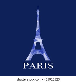 Abstract logo of the city of Paris with Eiffel Tower made of triangles