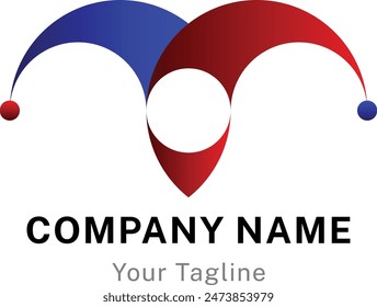 Abstract Logo Clown Mark with red and blue colour