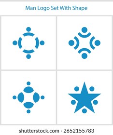 Abstract Logo Collection Featuring Circle, Arc, and Star Elements Design Concept for Innovative Business Branding and Visual Identity