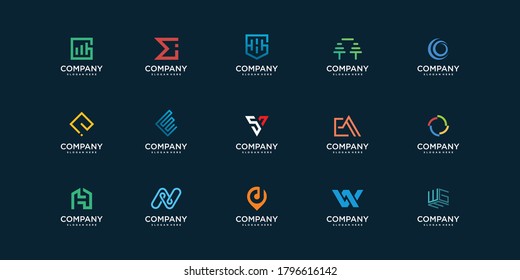 Abstract logo collection with minimalist style Premium Vector