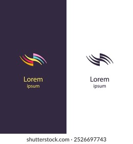 Abstract logo with colorful, curved lines forming a wave-like shape, suggesting movement and flow. Ideal for branding, technology, creative agencies, and modern businesses.