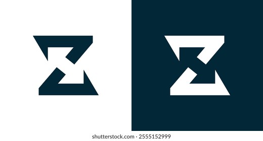 Abstract logo combination of the letter Z and negative space H, H logo and arrow, simple logo H and Z