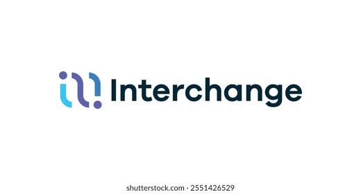 Abstract logo, combination of i and n letters, simple logo, technology logo