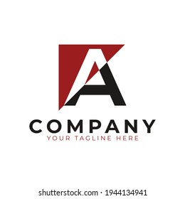 Abstract Logo Combines House and The Letter A. Black and Red Geometric House Symbol Linked with Cutout Style. Usable for Construction Architecture Building Logo. Flat Vector Logo Design Ideas Template