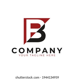 Abstract Logo Combines House and The Letter B. Black and Red Geometric House Symbol Linked with Cutout Style. Usable for Construction Architecture Building Logo. Flat Vector Logo Design Ideas Template