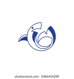 Logotipo Abstractas que combina Elementos de tiburón y círculo