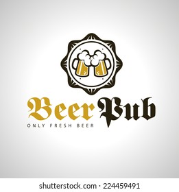 abstract logo concept for the beer bar pub beer mugs