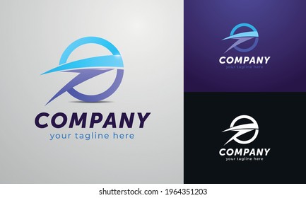 abstract logo concept of a world and an arrow for companies