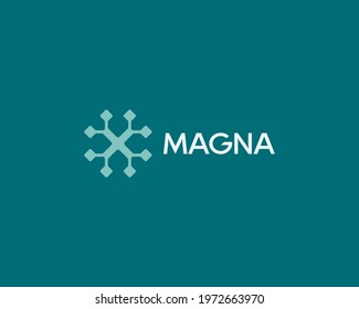 Abstract logo from connected dots or circles. Unusual chip, science, snowflake vector sign symbol mark logotype.