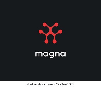 Abstract logo from connected dots or circles. Creative minimalistic chip, science vector sign symbol mark logotype.