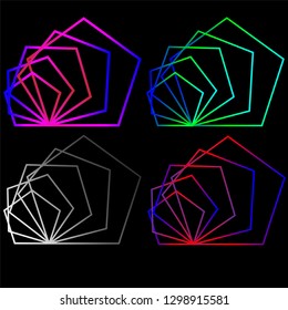 abstract logo from the contours of pentagons of different size and color gradient