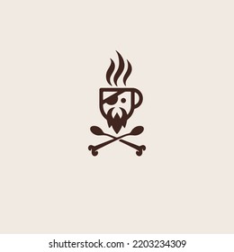 abstract logo creation with cup and pirate