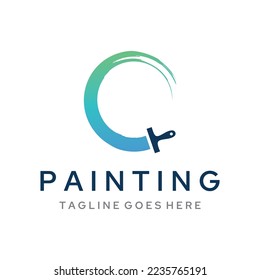Abstract logo creative design of paintbrush and house paint.With brush sign and modern brush strokes in colorful colors.Logo for business,paint company and paint shop.
