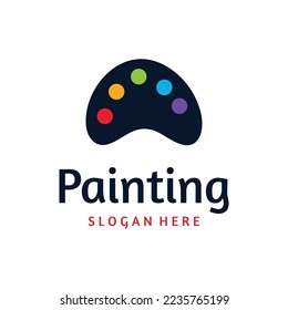 Abstract logo creative design of paintbrush and house paint.With brush sign and modern brush strokes in colorful colors.Logo for business,paint company and paint shop.