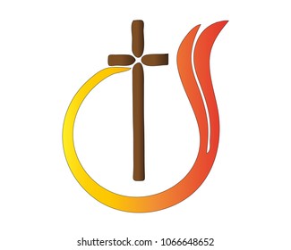 Abstract Logo Cross Flame Religion Catholic Stock Vector (Royalty Free ...