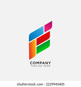 abstract logo with cut square box suitable for company