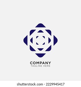 abstract logo with cut square box suitable for company