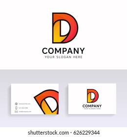 Abstract logo D letter icon sign with brand business card design.
