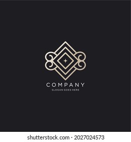 abstract logo decorative rectangle. decorative initials square pattern concept for business logo