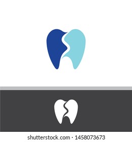 Abstract logo dental, Blue dental, Human dental, Letters logo dental