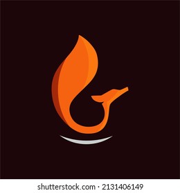 An abstract logo depicting a fox like fire