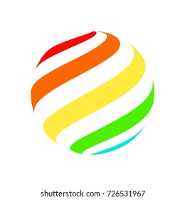 Abstract Logo Design. 3D Sphere of Lines. Color Vector Illustration.