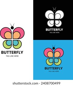 Abstract Logo Design, Butterfly Logo. Unite Logo