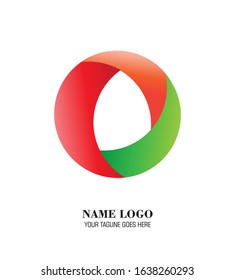 Abstract logo design with an circle concept three colour , describe a company