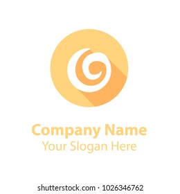 abstract logo design in circle flat icon style with long shadow