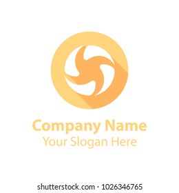 abstract logo design in circle flat icon style with long shadow