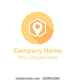 abstract logo design in circle flat icon style with long shadow