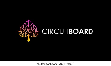 Abstract Logo Design of Circuit Board Isolated in White Background. Technology Logo Concept