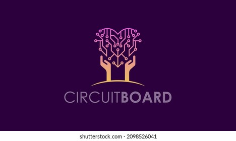 Abstract Logo Design of Circuit Board Isolated in White Background. Technology Logo Concept